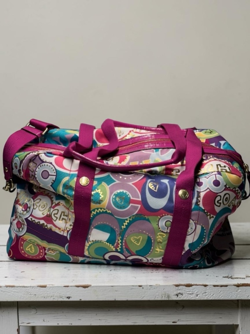 NWOT Rare Coach Poppy Limited Edition Pop C Graffiti Weekender Duffle Bag - Picture 2 of 13